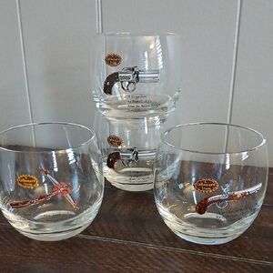 🥃Vintage Rifle Whiskey Glasses Thomas Adams Collector Roly Poly